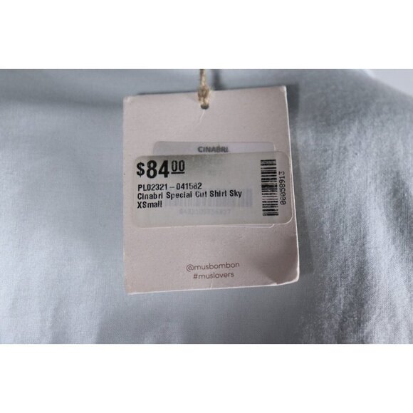 Mus & Bombon Women's XS Sky Blue Cinabri Special Cut Shirt Cotton Top Blouse NWT - Picture 3 of 8